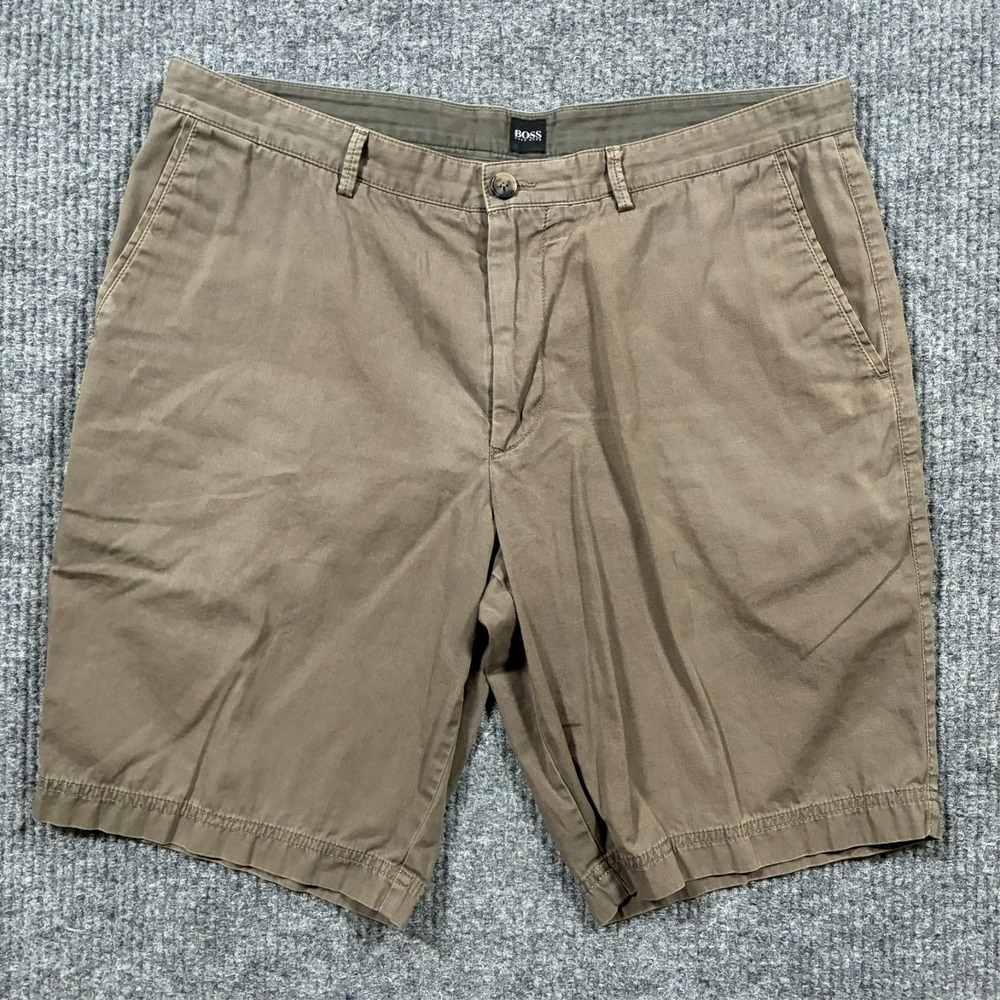 Hugo Boss Mens Chino Shorts W36" Regular Fit Khaki Casual Designer Summer